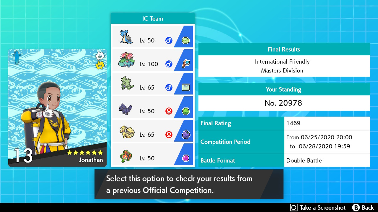 Pokémon Sword June 2020 International Friendly Results